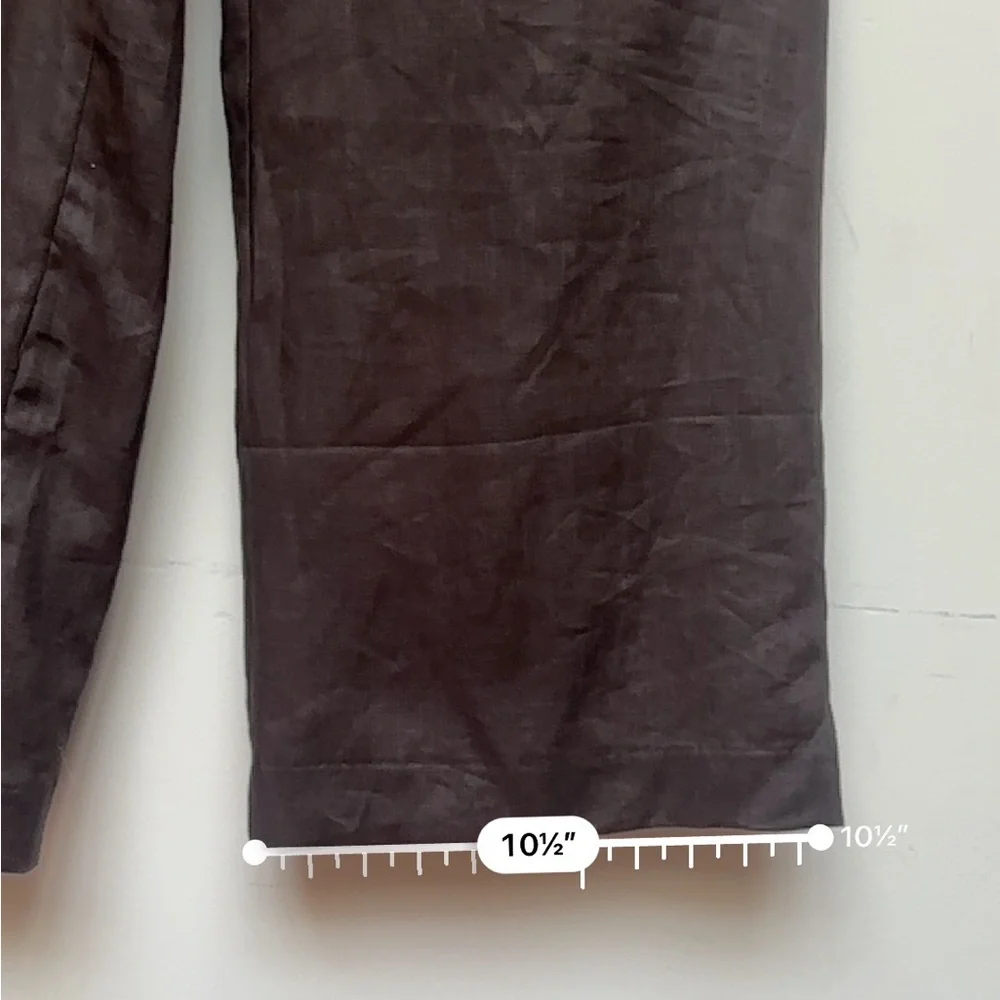 Saint Tropez West Brown 100% Linen Wide Leg Pants Size 6 - Picture 7 of 11